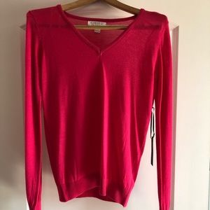 Pink Wool V-Neck Sweater